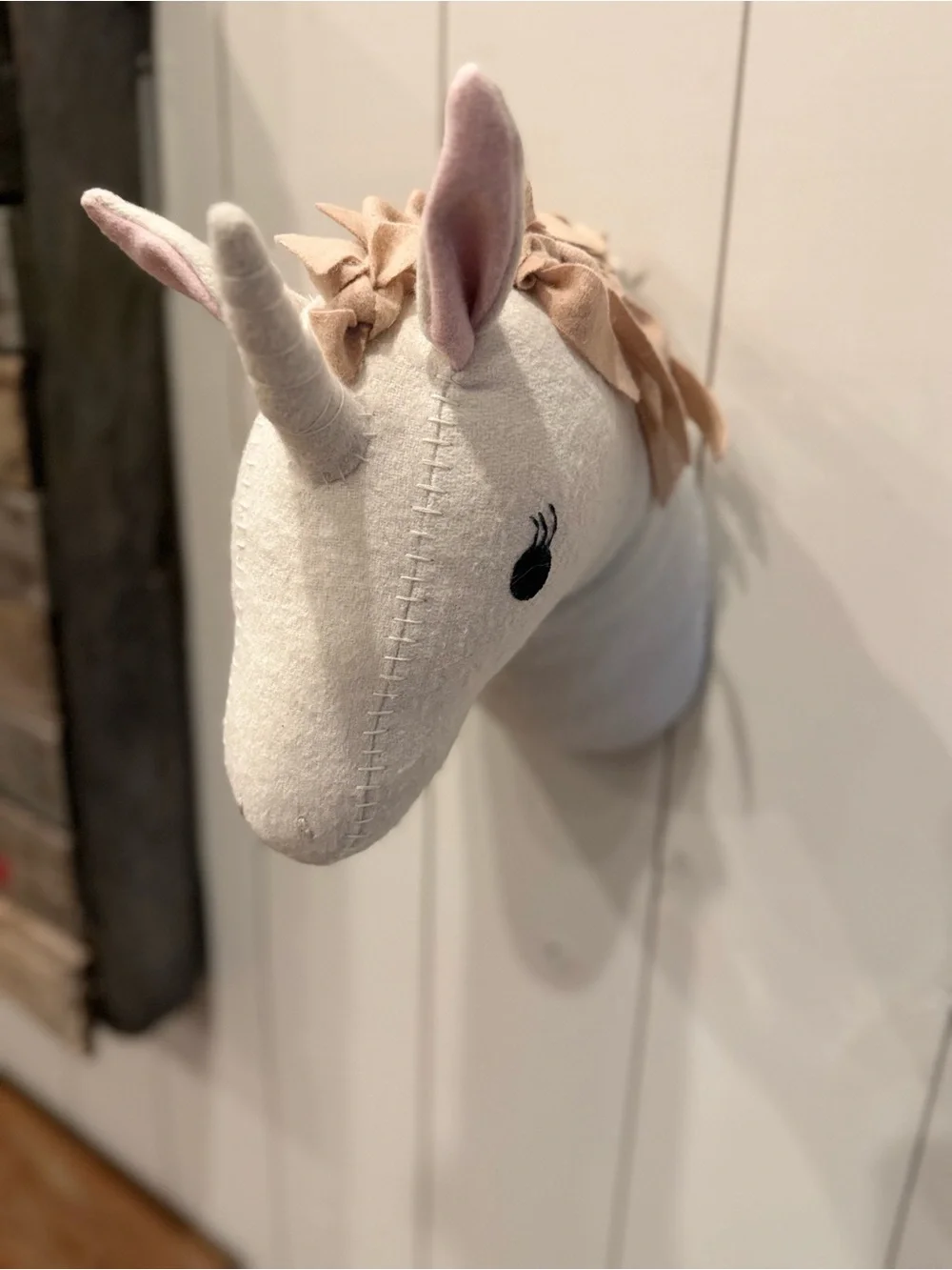 Plush Unicorn Wall Mount - Cream and Blush Kids Accessory